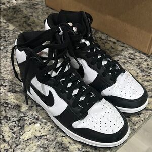 Nike Black and White high dunks
